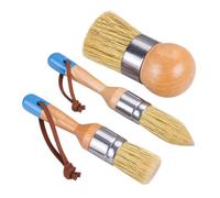 Lot de 3 pinceaux à cire en poils | Trois formes de pinceaux pour application manuelle, couverture étendue et détaillée, revêtement de cadre de portes et de