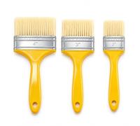 Lot de 3 Pinceaux Plats, Pinceaux à Peinture, 5.08/7.62/10.16cm Pinceau Peinture et Vernis Bois avec Manche Bois pour lasure, Colle, Teinture et Bricolage Intérieur, Extérieur, Jaune