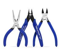 Lot de 3 pinces - 12,7 cm, coupe-fil et pince à bec aiguille | Outils de fabrication de bijoux à ressort en acier à haute teneur en carbone pour travaux manuels, bricolage, modélisme