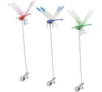 Lot de 3 pinces à libellule 3D pour jardin, décoration de jardin, dissuasion contre les mouches, piquets de libellule, colibellule, cerf et cheval - Dissuasif contre les mouches et les oiseaux de