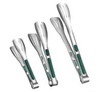 Lot de 3 pinces de cuisson professionnelles en acier inoxydable avec mécanisme de verrouillage résistant à la chaleur Embouts en silicone pour friteuse à air comprimé pâtes steak 17,8 à 30,5 cm