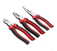 Lot de 3 pinces robustes avec mâchoires 60-62HRC traitées thermiquement, levier excentrique et poignée antidérapante pour réparations électriques et générales, rouge (A)