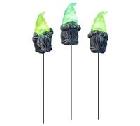 Lot de 3 piquets de décoration de jardin en résine résistants aux | Statuette de nain d'extérieur pour pelouse, terrasse, porche, parterre de fleurs, pot de fleurs, allée, printemps, été
