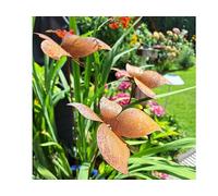 Lot de 3 piquets de jardin en forme de chapeau de soleil en métal rouillé - Décoration de jardin - Rouille noble - Tuteur de jardin - Piquets de plate-bande - Piquets de pot - Rouille naturelle