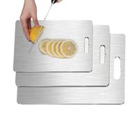 Lot de 3 planches à découper en acier inoxydable antidérapant de qualité | Planche à découper de cuisine facile à nettoyer pour viande, légumes, pain, pâtisserie, sushis, boucher, maison, voyage