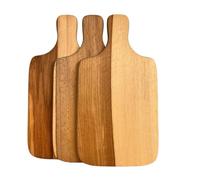 Lot de 3 planches à découper en bois de hêtre massif - 30,5 x 16 x 1,5 cm - Huilées et utilisables des deux côtés - Planche en bois avec poignée - Planche de petit-déjeuner - Planche de cuisine pour