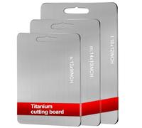 Lot de 3 planches à découper en titane 100 % pur pour cuisine, qualité alimentaire pour un nettoyage facile et n'absorbe pas les odeurs (acier inoxydable)