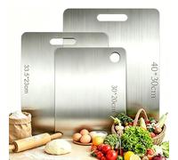 Lot de 3 planches à découper en titane - Passe au lave-vaisselle - Multifonctions - En acier inoxydable - Double face - Convient à un usage alimentaire, antibactérienne et sans BPA