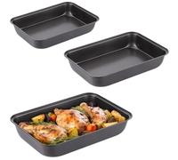 Lot de 3 plaques de cuisson antiadhésives en acier au carbone, moules de cuisson 3 tailles, plats empilables pour cuisine maison, ensemble pour viande, pain et biscuits, pour four