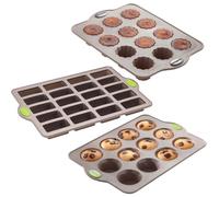 Lot de 3 plaques Rigiflex : 20 mini financiers, 12 muffins et 12 canelés Mathon