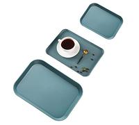 Lot de 3 Plateau de Service, Plateau Plastique Rectangulaire, Plateaus de Service Plastique, Plateaus Antidérapant Rectangulaire, Cafés Rectangle Plateaux, Réutilisable, pour Cuisine (Vert)