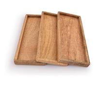 Lot de 3 plateaux de service en bois de manguier