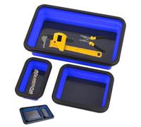 Lot de 3 plateaux magnétiques multicolores pliables et peu encombrants avec design rectangulaire - Pour réparation automobile, travaux d'entretien de bricolage, composants de rangement professionnels