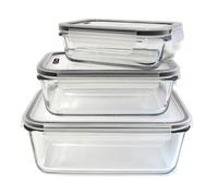 COOK CONCEPT - KB5667 - Plat Récipients Pyrex Verre Four Couvercle Clips Fermeture Boite Conservation Alimentaire Résistante