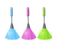 Lot de 3 Plumeaux Moelleux pour Cuisine, Clavier d'Ordinateur, Fenêtre - Plumeau à Main en Microfibre, Outil à Poussière Doux (Vert, Rose Rouge, Bleu)