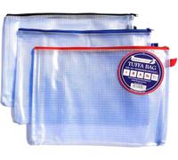 Lot de 3 pochettes A3 en plastique transparent avec fermeture éclair - Résistant à l'eau - En maille renforcée - Pour A3