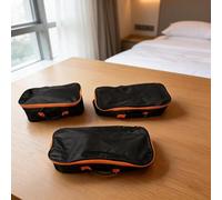 Lot de 3 pochettes de rangement résistantes à l'usure avec chaîne de fermeture pour outils sous vide, sac en polyester robuste et PVC avec poignée, étui de rangement pliable pour atelier et voiture
