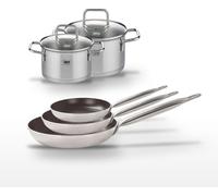 Lot de 3 Poêles 24/28/32 cm céramique sans PFAS Elo Bistro Line et 2 Faitouts en inox Elo Citrin