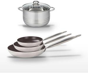 Lot de 3 Poêles 24/28/32 cm Elo Bistro Line et Faitout haut 24 cm Elo