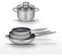 Lot de 3 Poêles 24/28/32 cm Elo Profi Therm Platinum et Faitout 12 cm