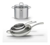Lot de 3 Poêles 24/28/32 cm Elo Relief Evolution avec Faitout 26 cm Inox