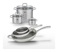 Lot de 3 Poêles 24/28/32 cm Elo Relief Evolution et 3 Faitouts 14/20/26 cm Inox