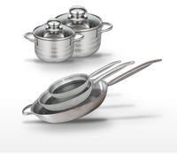 Lot de 3 Poêles 24/28/32 cm et 2 Faitouts 12/14 cm Elo Relief Solution