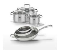 Lot de 3 Poêles 24/28/32 cm et 3 Faitouts 12/14/16 cm Elo Relief Evolution Inox