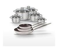 Lot de 3 Poêles 24/28/32cm et 5 Faitouts 12/14/16/20/24cm Elo Bistro Line Gris|Noir