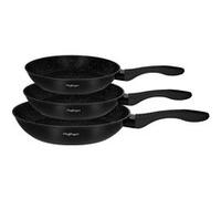 Lot de 3 Poêles à Frire avec Revêtement à Effet Marbre et Couche Antiadhésive Cheffinger Noir Noir