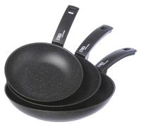 Lot de 3 poêles à induction Moneta Etnea : poêle à frire, poêle à rôtir, poêle à manche, en aluminium, 0011333993