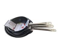 Lot De 3 Poeles - Baumalu - Gastronomie - 20 / 24 / 28 Cm - Acier Inoxydable