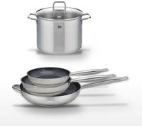 Lot de 3 Poêles céramique sans PFAS 24/28/32 cm Elo Profi Therm Platinum et Faitout 26 cm Elo Citrin