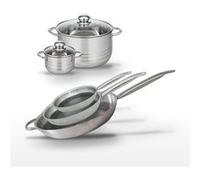 Lot de 3 Poêles Elo Relief Solution 24/28/32 cm et 2 Faitouts 12/20 cm Aluminium|Noir