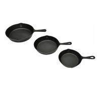 vidaXL Lot de 3 poêles en fonte rond et lisse Big BBQ 17, 21, 27cm de diamètre