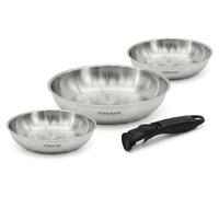 Lot de 3 poêles en inox 20 24 et 28 cm avec manche amovible Fackelmann InoGrip