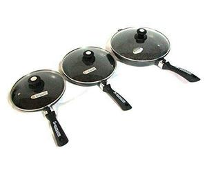 LOT DE 3 POELES EN PIERRE 20/24/32CM - SCHUMANN PROFESSIONNEL - Manche Amovible