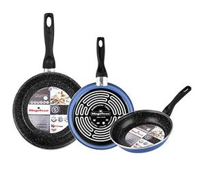 Lot de 3 poêles Magefesa K2 Bleu 20/24/28 cm acier émaillé vitrifié