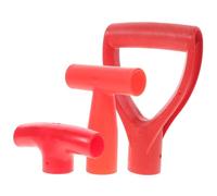 Lot de 3 Poignées de Pelle en Plastique Rouge, Ergonomiques | Forme T, Remplacement pour Manches Cassés, Installation sur Manche en Bois