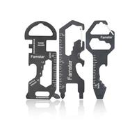 Lot de 3 porte-clés multifonction en métal pour homme - Portable - Anti-rouille - Outil multifonction pour vis, règle et décapsuleur - Entretien de routine total 19 en 1