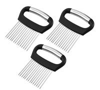 Lot de 3 porte-oignons pour découpe, guide de coupe pour citron en acier inoxydable, outil de maintien alimentaire avec protège-main, aide pour pommes de terre, tomates, attendrisseur de viande