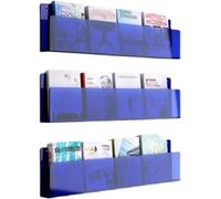 Lot de 3 porte-revues muraux en acrylique - C Boohelf pour la maison et le bureau Design moderne peu encombrant Bleu Taille 39,9 x 4,8 x 15 cm Parfait pour nizing Magazines et Boo
