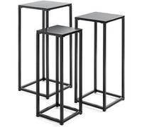 Lot de 3 portes plantes en métal coloris noir - PEGANE - Noir G
