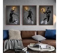 Lot de 3 posters de qualité supérieure - Tableaux sur toile cool - Motif joueur de basket-ball - Images d'art mural - Affiches et impressions d'art - Décoration d'intérieur - Tableau mural pour salon