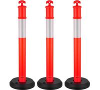 Lot de 3 poteaux de signalisation routière, cônes de sécurité routière de 1140 mm avec base remplissable et bandes réfléchissantes, poteaux de signalisation robustes pour chantiers de construction, pa