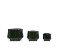 Lot de 3 pots de fleurs en céramique faits main (Ø 38,1/28/22,9 cm), émail vert foncé, sans motif, parfaits pour le figuier de Barbarie, à l'intérieur comme à l'extérieur