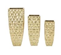 Lot de 3 pots de fleurs en métal doré cm 38x38x94-30,5x30,5x76-23x23x63