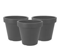 Lot de 3 pots de fleurs en plastique anthracite Ø48 cm - double paroi - hauteur 43 cm