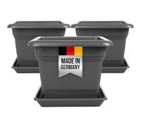 Lot de 3 pots de fleurs grand extérieur - 48 x 48 cm - 84 l - Anthracite - XXL - Pot de fleurs robuste - Design moderne - Pour jardin et terrasse