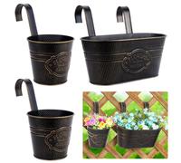 Lot de 3 pots de fleurs suspendus en métal, grands pots de fleurs suspendus en fer, pots de fleurs suspendus pour l'extérieur, adaptés au balcon, à la clôture ou à la décoration de jardin.